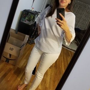 Stripped with  3/4 crochet sleeve top